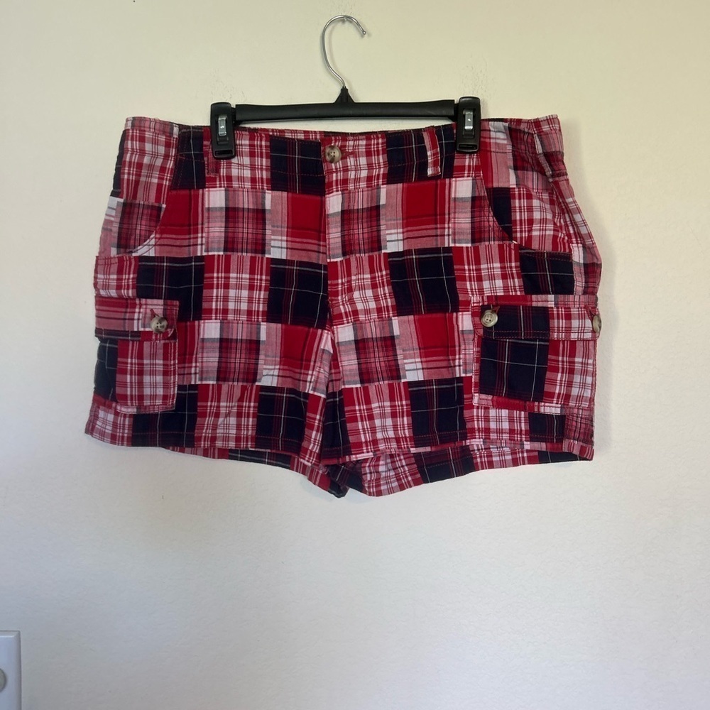 Faded Glory Y2K Cargo Plaid Red White & Blue Size 16 Shorts